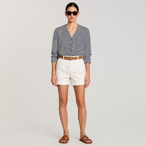 Sandro Paris Jordan blue striped oversized shirt cotton poplin Size 2 FR 6 US